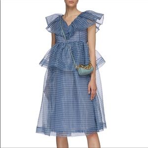 SHIP TODAY! GANNI Gingham Ruffle Organza Sleeveless Dress
